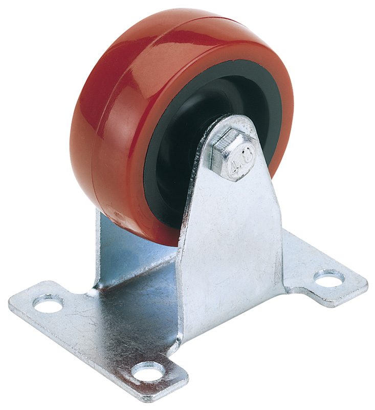 50mm Diameter Fixed Plate Fixing Polyurethane Wheel - S.w.l. 75kg - 65512 