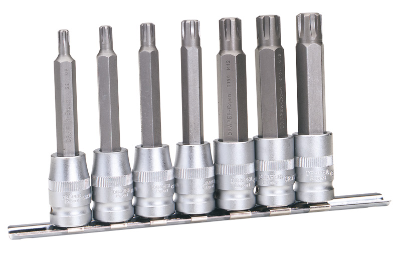 Expert 7 Piece 3/8" And 1/2" Square Drive M6-m14 Ribe Bit Set - 67065 