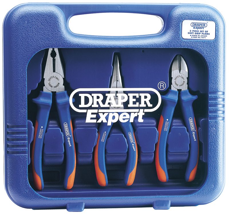 Expert 3 Piece Heavy Duty Soft Grip Pliers Set - 69289 