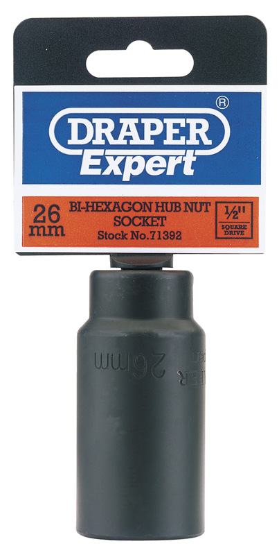 Expert 26mm 1/2" Square Drive Hub Nut Impact Socket - 71392 