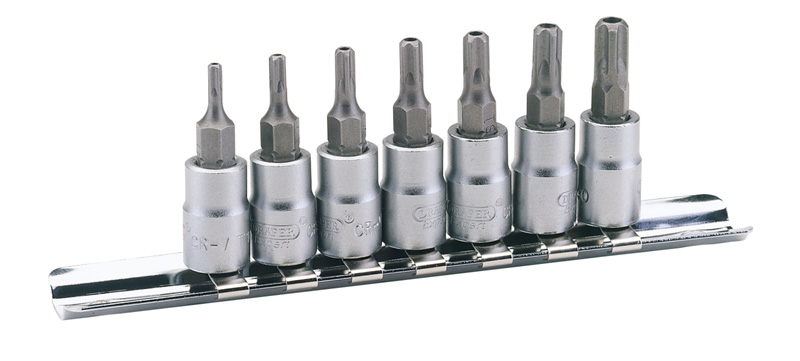 Expert 7 Piece 1/4" Square Drive Five Lobe Draper TX-Star Security Socket Bit Set - 71394 