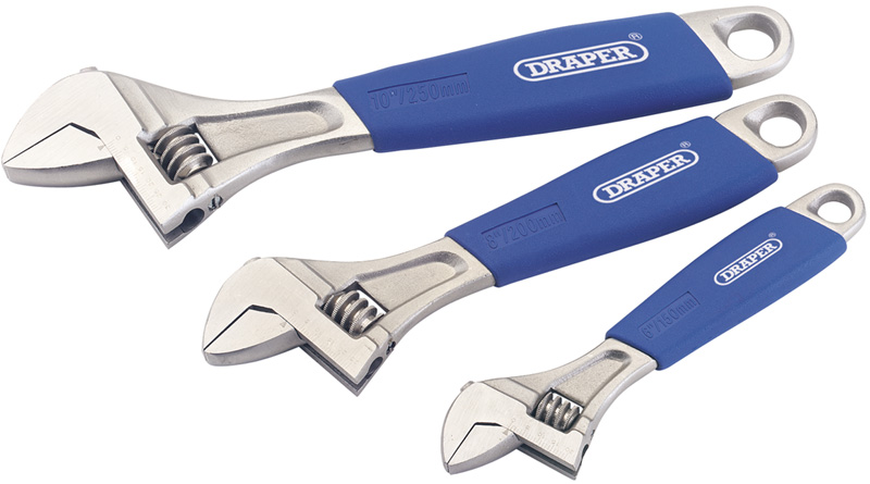 3 Piece Soft Grip Crescent-Type Adjustable Wrench Set - 88598 