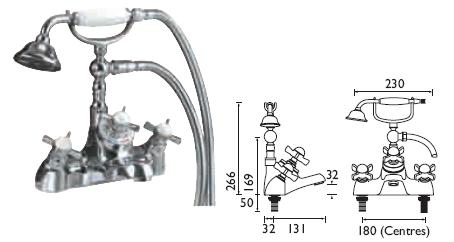 Sirrus - Traditional Bath Mixer with Thermostatic Shower Mixer with Kit - EDBSM4000CP-CK - DISCONTINUED 