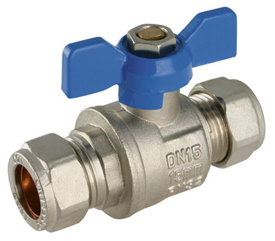 15mm Compression Blue Butterfly Handle Ball Valve - EPS-102470 