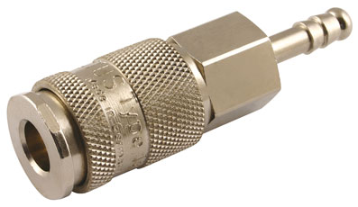 10mm HOSE TAIL COUPLING BRASS NICKEL - 18KATF10MPN