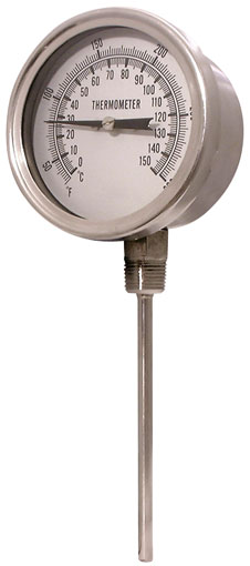 100mm TEMPARATURE GAUGE 0-60C BOTTOM ENTRY - 2052-8907