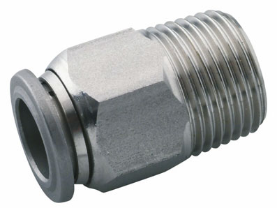 12mm OD x 3/8" BSPT MALE STUD 316 STAINLESS STEEL - 60000-12-3/8