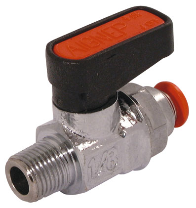 MINI BALL VALVE WITH 6mm PUSH-IN 1/4" MALE - 6570-1/4-6