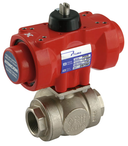 1/4" BSP DOUBLE ACTING L-PORT BRASS BALL VALVE - DA-1/4L