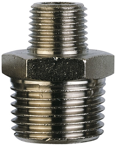 1/4" x 1/2" BSPT MALE HEXAGON NIPPLE BRASS/NICKEL PLATED - DN13/21K