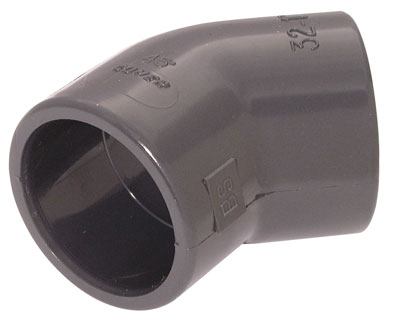 3" ID SOLVENT ELBOW 45 ABS LGREY - EY53-3-ABS