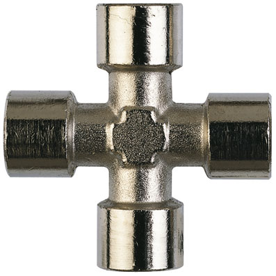 EQUAL CROSS BRASS PLATED 1/8" BSP FEMALE - FC10