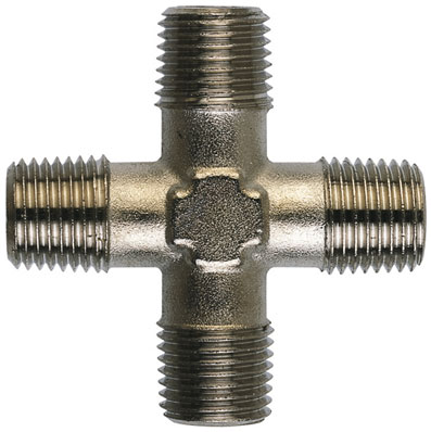 1/8" BSPT BRASS CROSS PLATED M/M/M/M - FE10