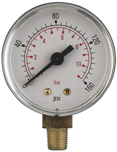 0-30 PSI 50mm ABS GAUGE 1/4" BSPT BOTTOM CONNECTION - G50-02C