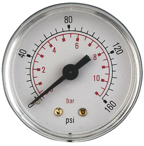 0-160 PSI 50mm ABS GAUGE 1/4" BSPT BACK CONNECTION - G50-10T