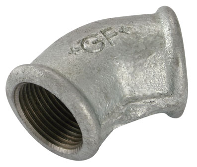 1.1/2" BSP FEMALE EQUAL 45 ELBOW GALVANISED GF120G - GF120-112