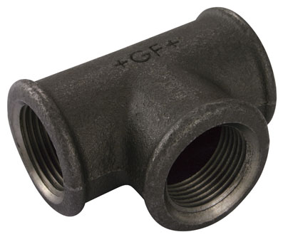 1/2" X 3/8" X 3/8" BSPP UNEQUAL TEE BLACK - REDUCING ON RUN GF130 - GF130-12-38-38N