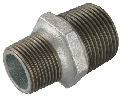 1.1/4" X 1" BSPT Mi REDUCING HEX NIPPLE GALVANISED GF245G - GF245-114-1