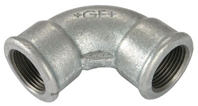 1" BSPP FEMALE x FEMALE SHORT BEND GALVANISED GF2AG - GF2A-1