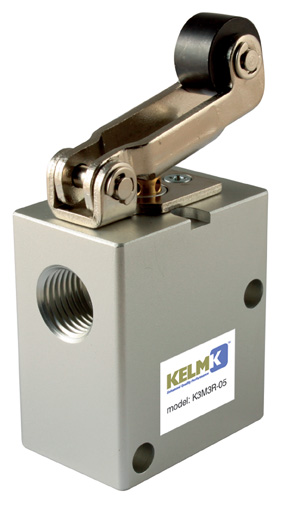 1/8" BSPP PANEL MOUNT 3/2 WAY ROLLER LEVER VALVE - K3M3R-06