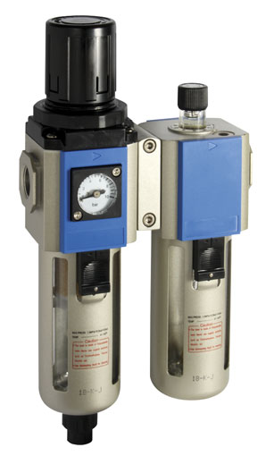 3/8" FILTER/REGULATOR + LUBRICATOR COMBINATION UNIT 300 SERIES GAUGE & BRACKET - KFCS300-10-F-3