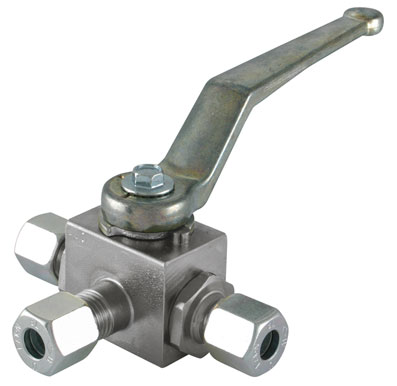 COMPRESSION BALL VALVE T PORTED 10mm OD LIGHT DUTY - KH3KV10L-TPORT