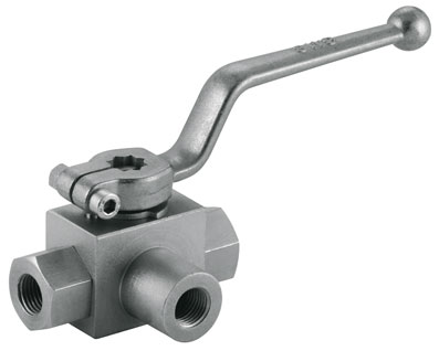 1" BSP 3-WAY L-PORT HYD BALL VALVE - KHB3K-G1