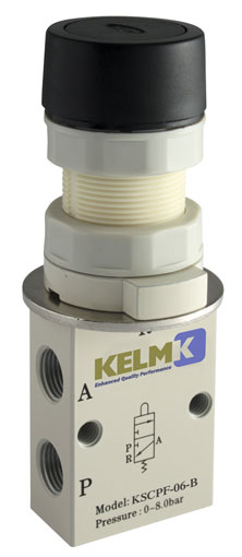 1/8" 3/2 NORMALLY CLOSED PUSH BUTTON BLACK SHROUNDDED - KSCPF-06-B