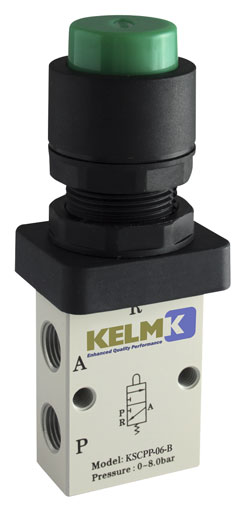 1/8" 3/2 NORMALLY CLOSED PUSH BUTTON EXTERNAL BLACK - KSCPP-06-B