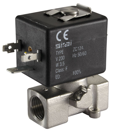 3/8" 2/2 NORMALLY CLOSED STAINLESS STEEL SOLENOID VALVE 24V 50HZ - L182V09-38-2450