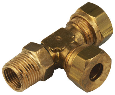 1/4" OD x 1/8" BSPT MALE BRASS RUN TEE - MSR14-18