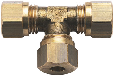 3/8" OD x 1/4" OD REDUCING BRASS TEE - RT38-14