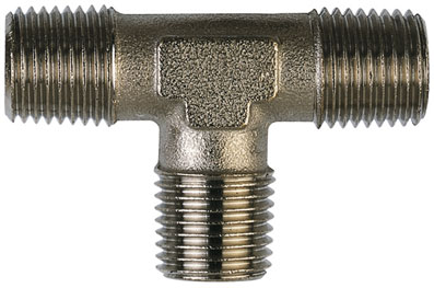 1/4" BSPT BRASS TEE PLATED MALE/MALE/MALE - TA13