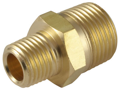 3/8" x 1/2" BSPT HEX MALE BRASS NIPPLE - UP2-38-12