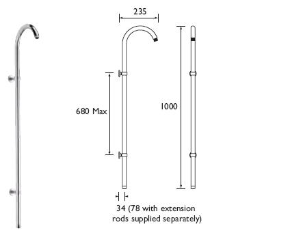 SIRRUS - Rigid Riser for use with any Exposed Shower Valve - ERR-CP