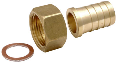 1/4" Fi Swivel Nut x 5/16" Brass Flat Faced Seat with Washer Hose Tail - FH13/516FF