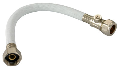 3/4" F x 22mm with Isolating Valve 300mm 12.5mm Bore Flexible Tap Connector - FTCNV22-34