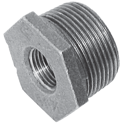 1" X 1/2" BSPT Male X Female Hex Bush Galvanised - C140-1-12 