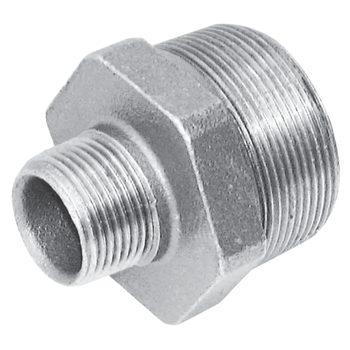 1" X 3/4" BSPT Hex Reducer Nipple Galvanised - C145-1-34 