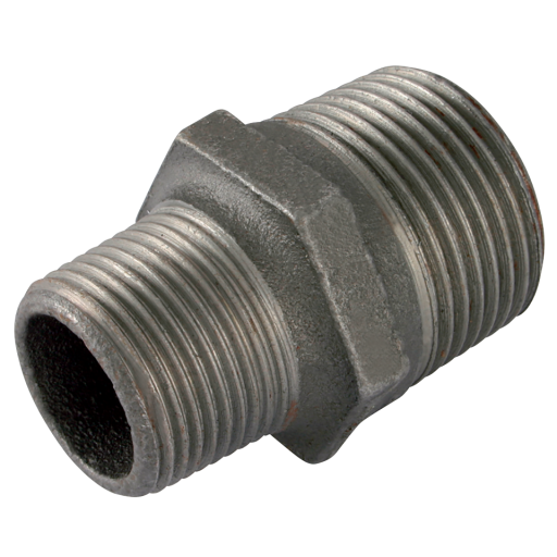 1.1/2" x 1.1/4" BSPT m Hex Nipple Galvanised GF245G - GF245-112-114 