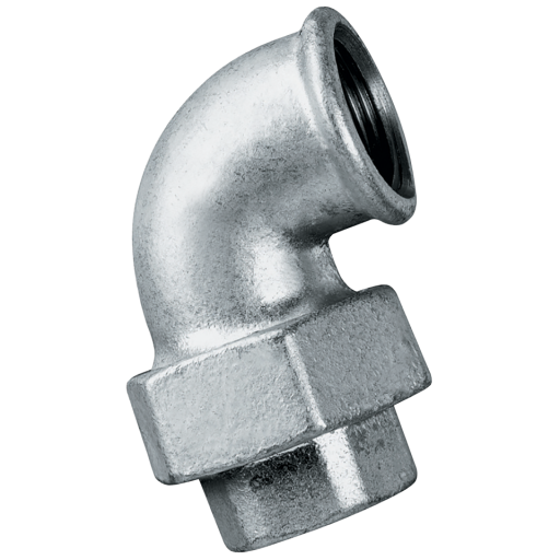 1" BSPP Female/Female Taperseat 90 Elbow Galvanised - MI96-1 