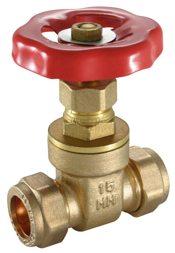 28mm Compression Wheelhead Gate Valves Brass - Low Pressure - GVW-28LP