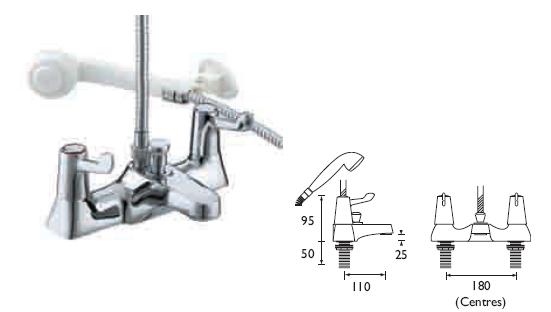 Sirrus - Lever Bath Shower Mixer 6INCH (152mm) Handles - G L BSM C 6 CD