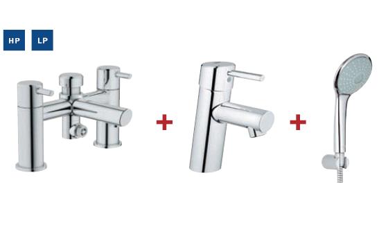 Grohe Concetto Basin Smooth Body, Bath/Shower Mixer & Euphoria EF Kit - 117396