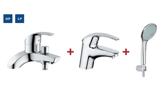 Grohe Eurosmart Basin Smooth Body, Bath / Shower Filler And Euphoria EF Kit - 117398