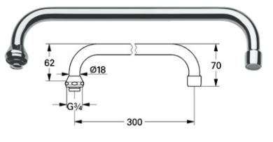 Grohe - Swivel Spout 65x200mm Flow Straight - 13033000 - 13033