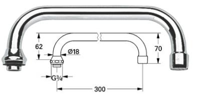 Grohe - Swivel Spout 65x300mm Flow Straight - 13034000 - 13034