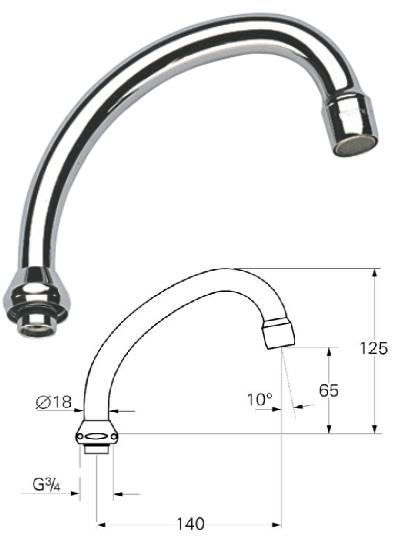 Grohe - Swivel Spout 65x300mm Flow Aerator - 13037000 - 13037