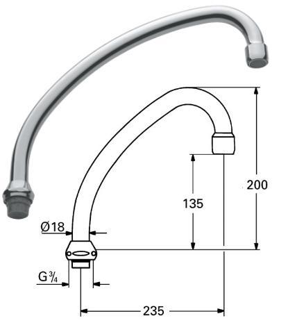 Grohe - Swivel Spout 200x185mm Flow Straight - 13045000 - 13045