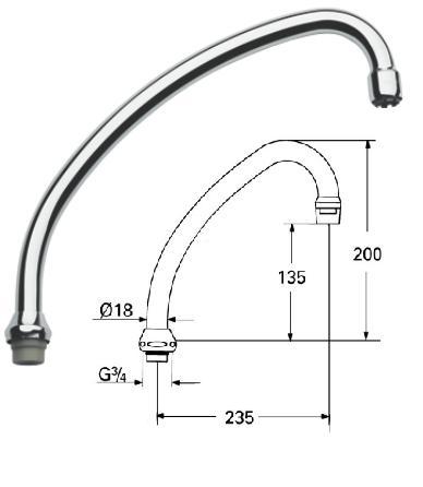 Grohe - Swivel Spout 200x235mm Flow Straight - 13062000 - 13062